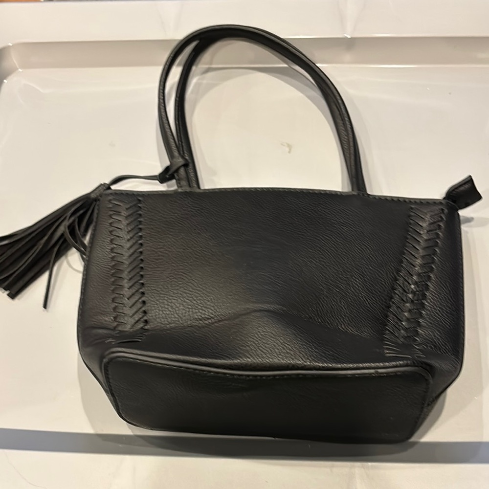 Black Faux Leather Hand bag